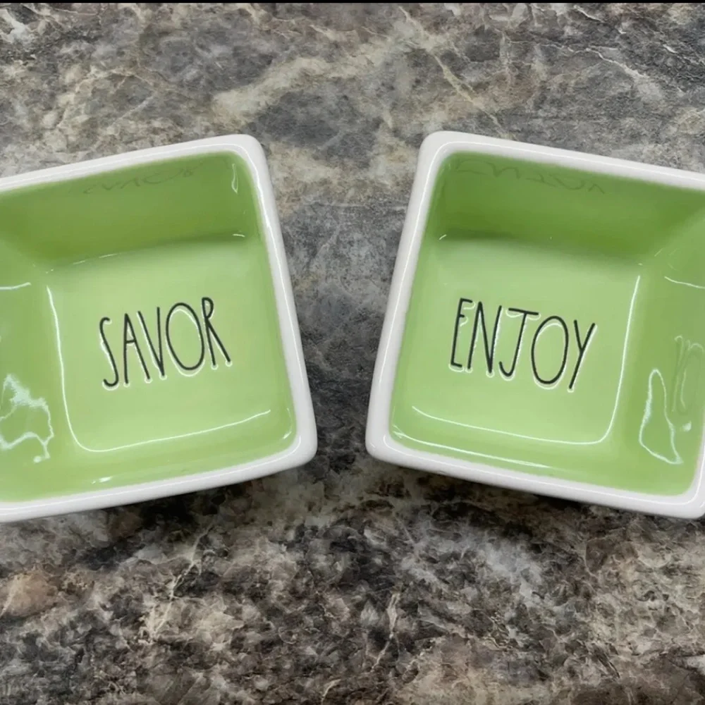 NEW RAE DUNN SAVOR AND ENJOY SQUARE BOWL SET ARTISAN COLLECTION - Picture 1 of 4